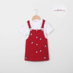 Set Yếm Kaki Bé Gái In Hoạ Tiết Mickey Nhiều Nút
