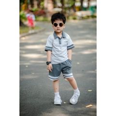 Set Bộ Bé Trai in Nasa Áo Polo Ngắn Tay Kèm Quần Sọt Chất Cá sấu Thoáng Mát Mùa Hè