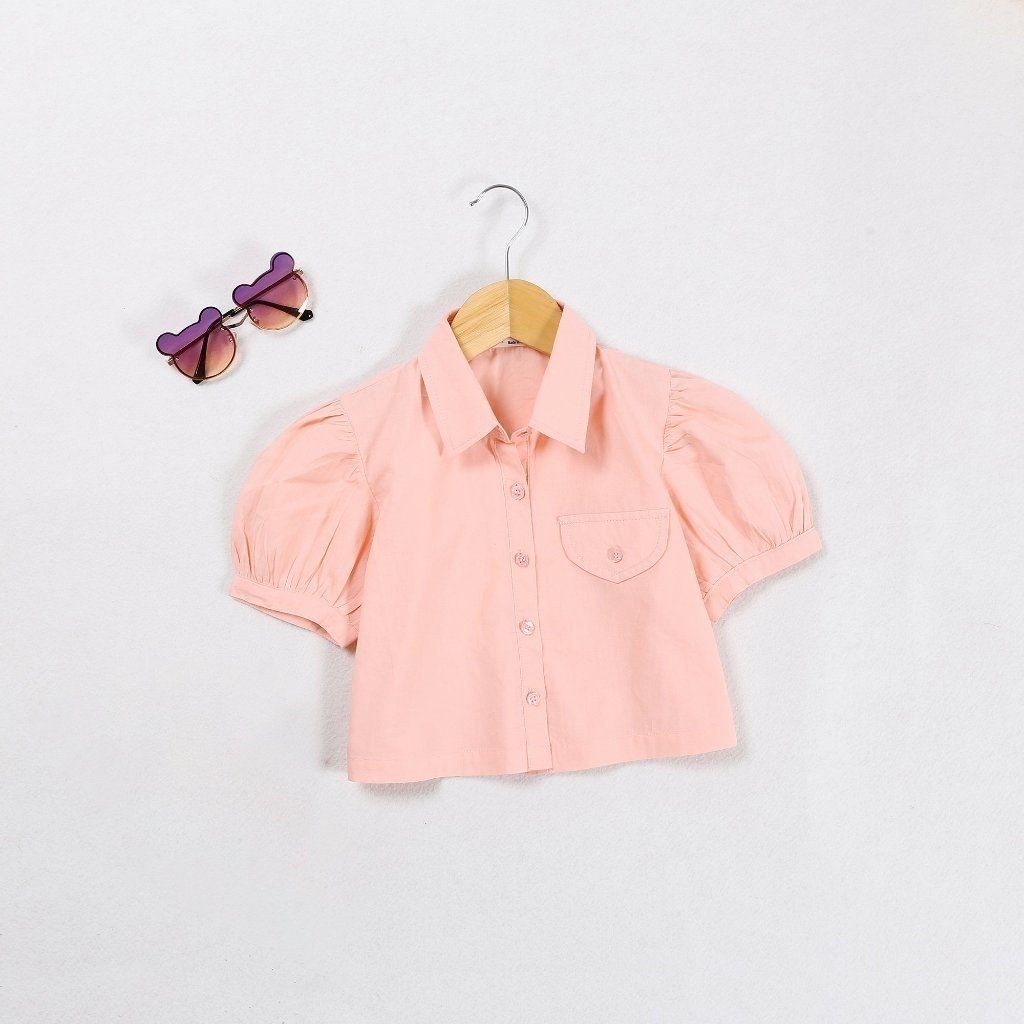 Áo Sơ Mi Bé Gái Croptop Tay Phồng