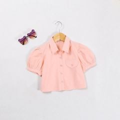 Áo Sơ Mi Bé Gái Croptop Tay Phồng