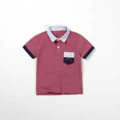 Áo Cổ Bẻ Phối Sọc Túi 2 Màu Bé Trai