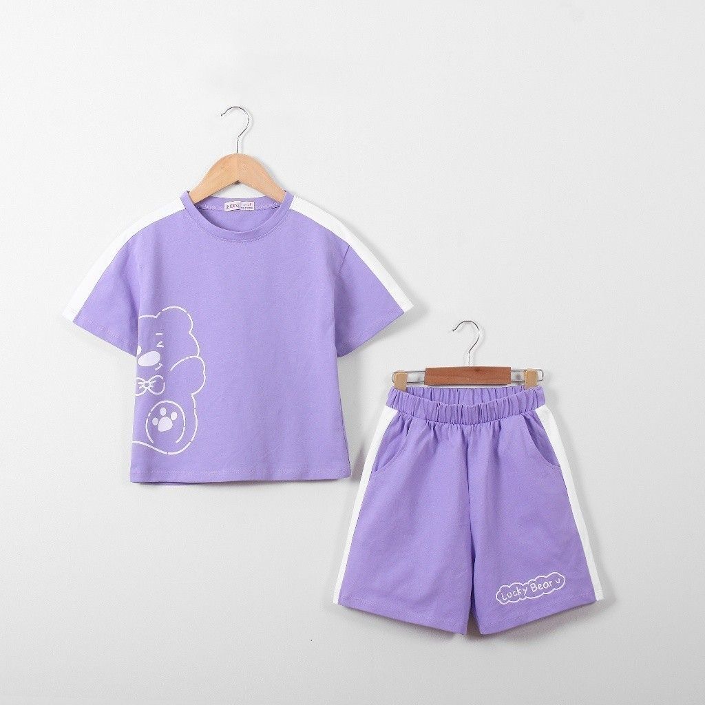 Bộ Thun Form Rộng In Gấu Bé Gái