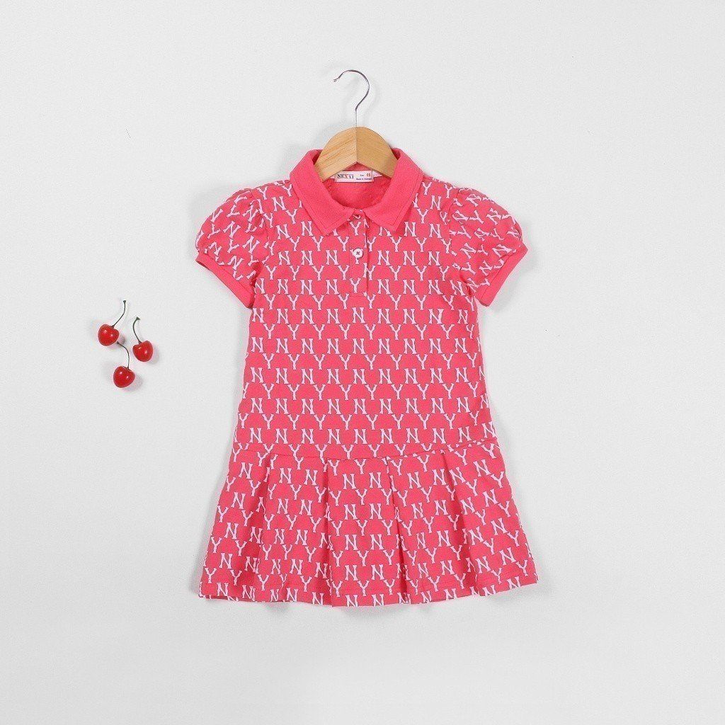 Váy Polo Xếp Ly Bé Gái Hoạ Tiết NY