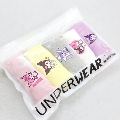 Set 5 Quần Chip Đùi Thun Siêu Co Dãn Mềm Mại In Kuromi Bé Gái Nexxi