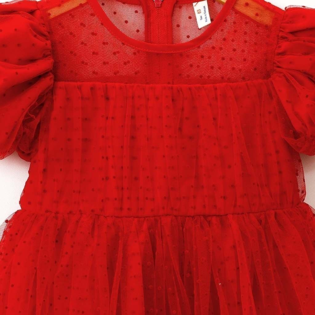 Đầm Công Chúa Phối Lưới Xinh Xắn Cho Bé Gái