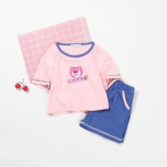 Bộ Thun Đùi In Gấu Lotso Bé Gái
