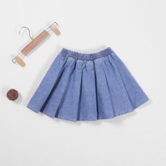 Chân Váy Jean Cotton Xếp Ly Bé Gái