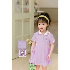 Đầm Thun Polo Bo Eo Bé Gái
