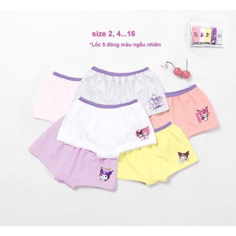 Set 5 Quần Chip Đùi Thun Siêu Co Dãn Mềm Mại In Kuromi Bé Gái Nexxi