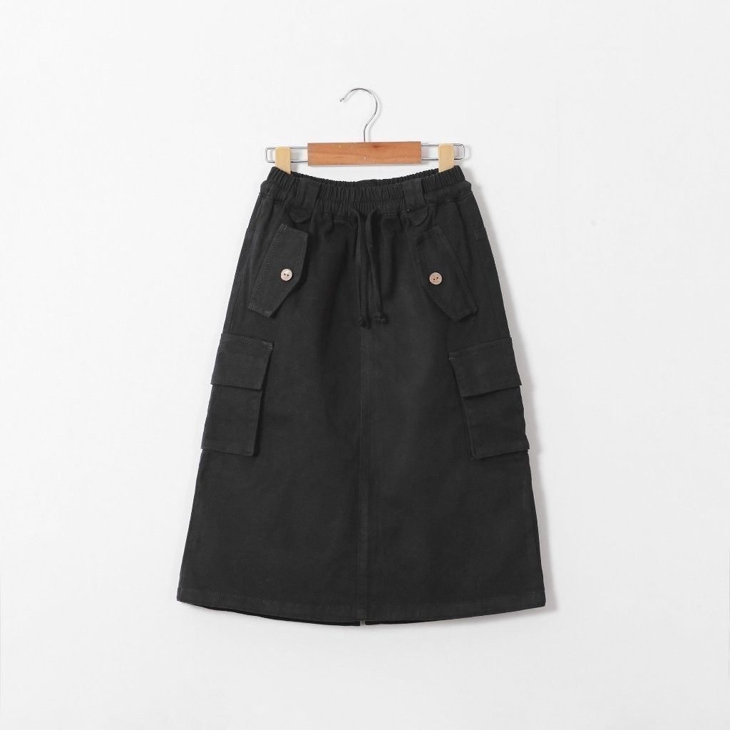 Chân Váy Midi Chất Liệu Kaki Túi Hộp 2 Túi Giả