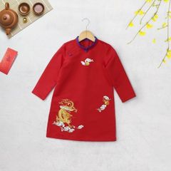 Áo Dài Bé Trai In Hoạ Tiết Rồng Mây (Không Kèm Quần)