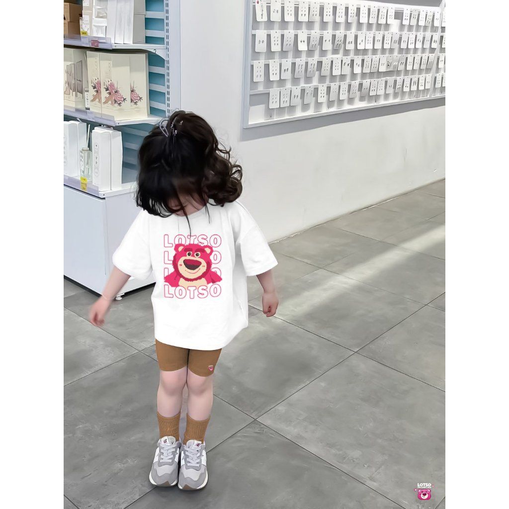 Bộ Áo Thun Form Rộng Quần Legging Đùi In Hình Lotso Cho Bé Gái