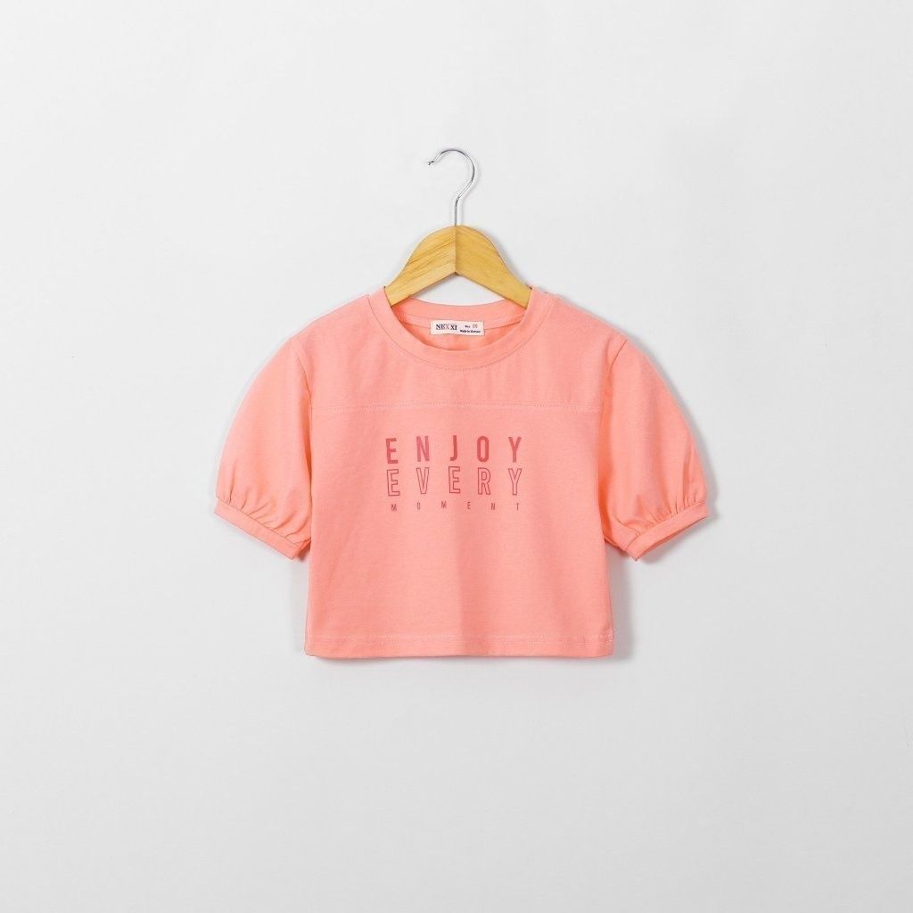Áo Thun Croptop Ngắn Tay Bé Gái In Chữ Enjoy
