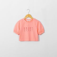 Áo Thun Croptop Ngắn Tay Bé Gái In Chữ Enjoy