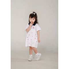 Đầm Thun Cổ Bẻ Babydoll Bé Gái In Họa Tiết Gấu Lotso