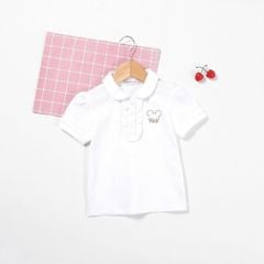 Áo Thun Polo Bé Gái Thêu Gấu Walt