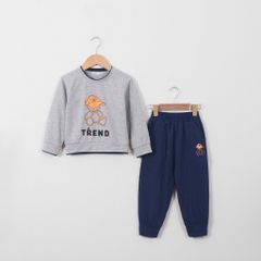 Bộ Thun Dài Tay Bé Trai In Hình Gấu Trend