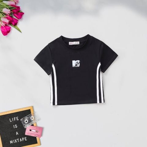 Áo Thun Croptop Fashion In Logo MTV Bé Gái Nexxi