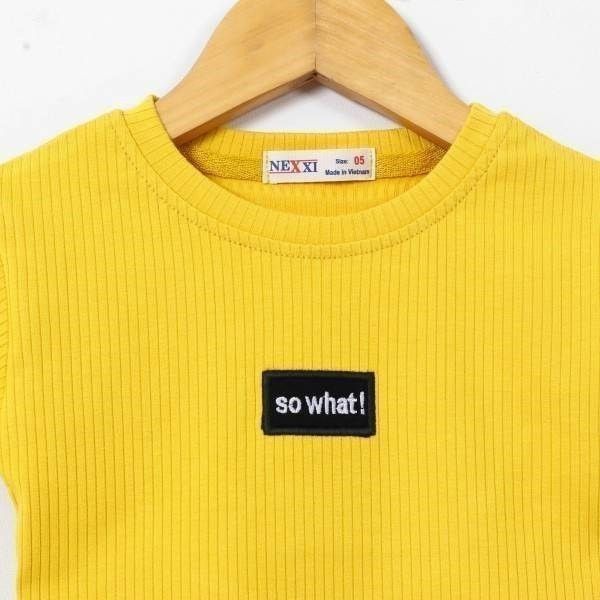 Áo Croptop Bé Gái Chất Liệu Thun Gân In Chữ So What