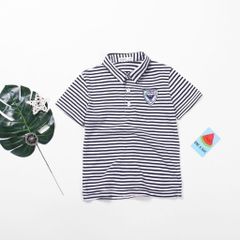 Áo Thun Polo Bé Trai Sọc Ngang In Logo GARNAMI