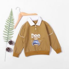 Áo Thun Cổ Bẻ Dài Tay Unisex In Chữ Gấu Dee