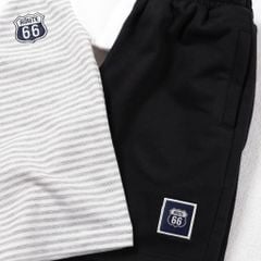 Bộ Thun Lửng Giả Vest Sọc Phối Cà Vạt Bé Trai