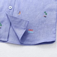 Sơ Mi Ngắn Tay Bé Trai Chất Liệu Linen In Họa Tiết Salty