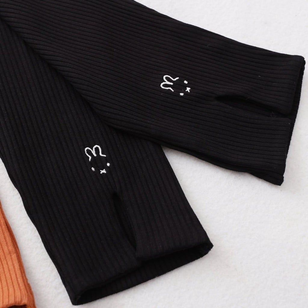 Quần Legging Dài Xẻ Lai Thêu Hình Thỏ Cho Bé Gái