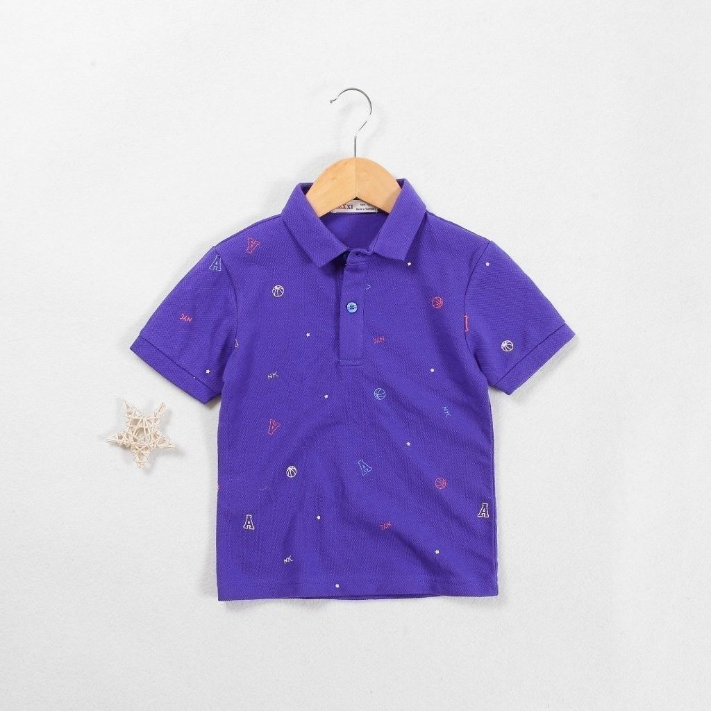 Áo Thun Polo Bé Trai In Hoạ Tiết Bóng