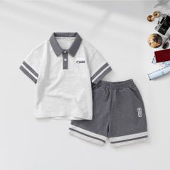 Set Bộ Bé Trai in Nasa Áo Polo Ngắn Tay Kèm Quần Sọt Chất Cá sấu Thoáng Mát Mùa Hè