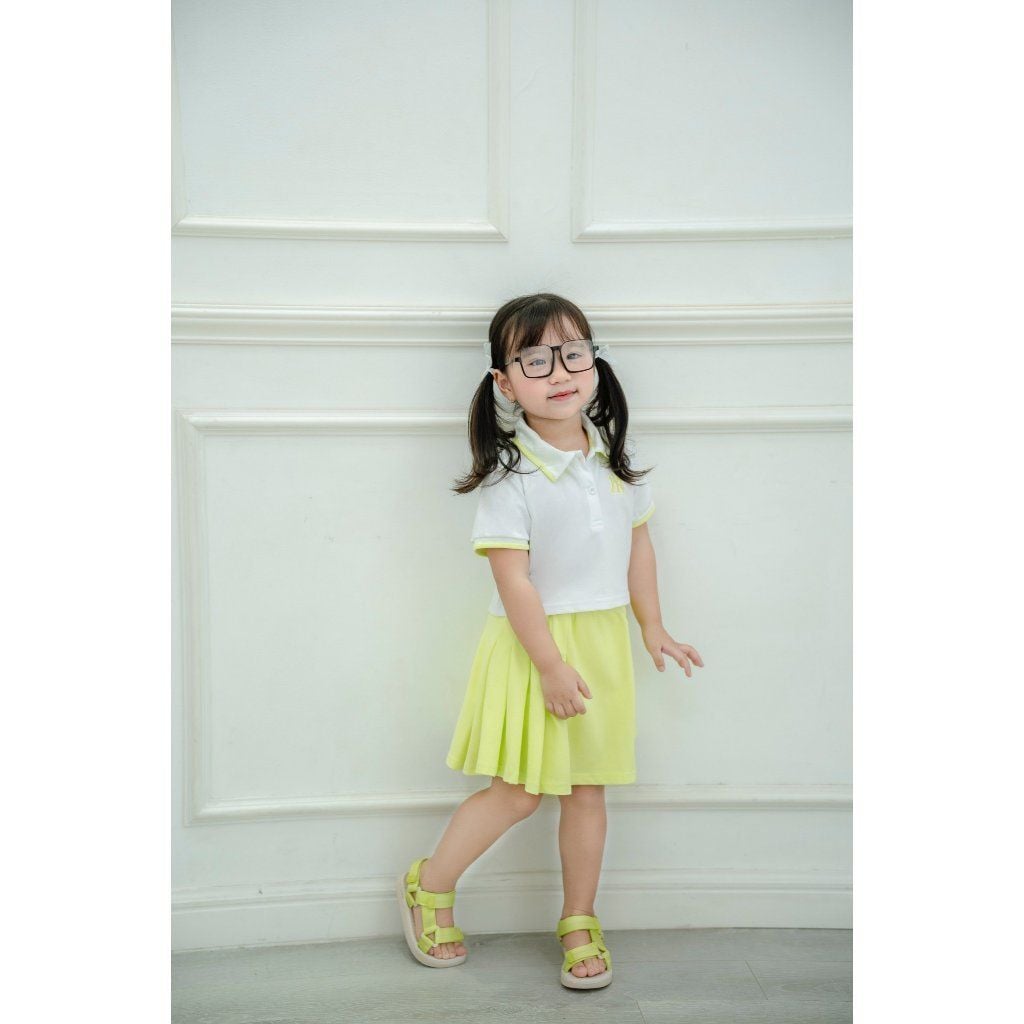 Set Váy  Thể Thao Bé Gái Áo Polo Kèm Chân Váy Xếp Ly 1 Bên In NY Nexxi