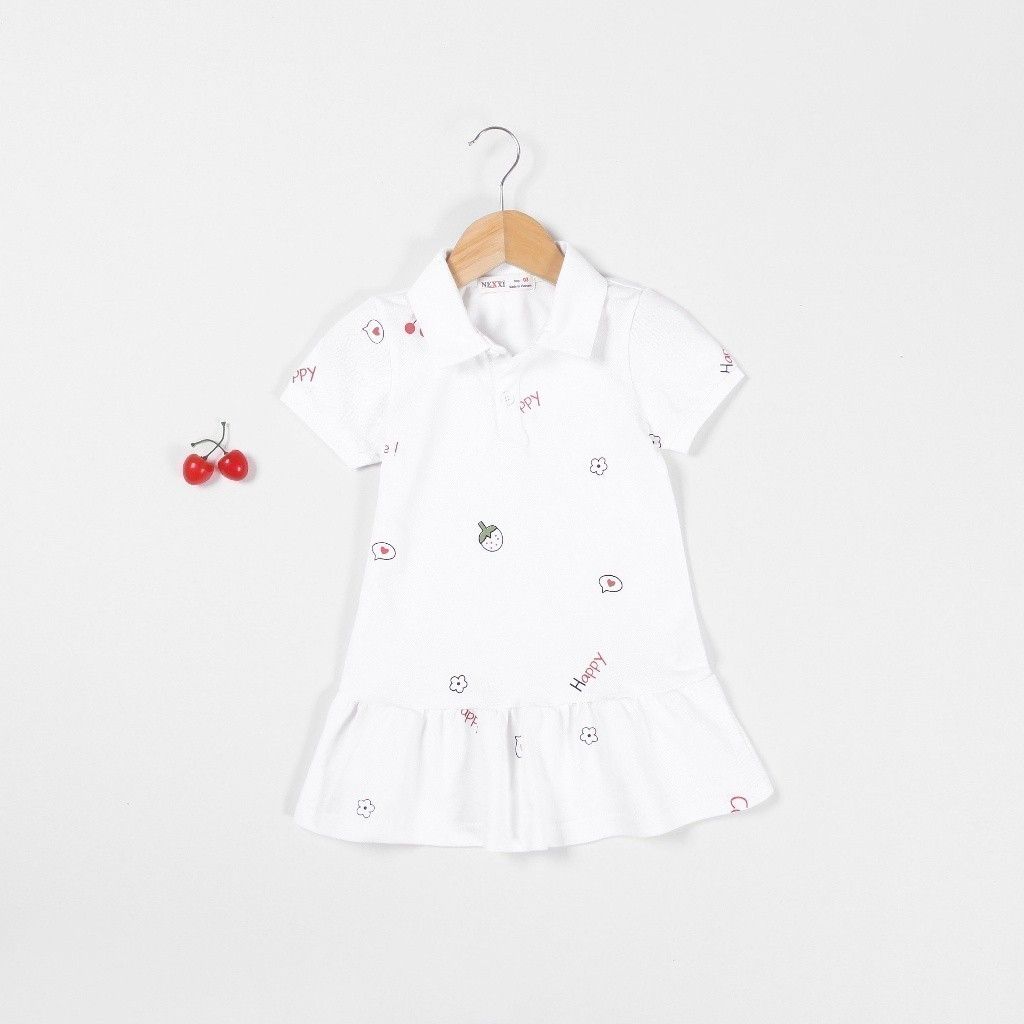 Đầm Polo Đuôi Cá Hoạ Tiết Happy Bé Gái