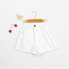 Quần Đùi Kaki Smocking Bèo 2 Bên Bé Gái