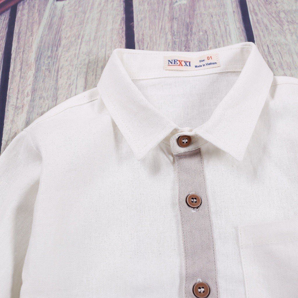 Áo Sơ Mi Linen Dài Tay Phối Màu Bé Trai