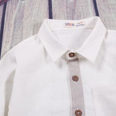 Áo Sơ Mi Linen Dài Tay Phối Màu Bé Trai