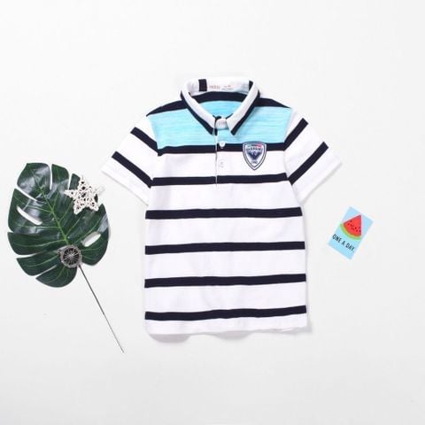 Áo Thun Polo Bé Trai Sọc Ngang In Logo GARNAMI