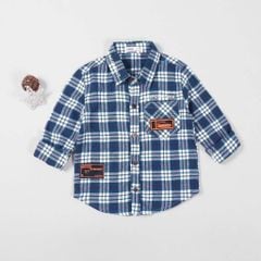 Áo Sơ Mi Dài Tay Caro Bé Trai In Chữ DEVER