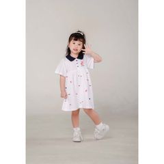 Đầm Thun Cổ Bẻ Babydoll Bé Gái In Họa Tiết Gấu Lotso
