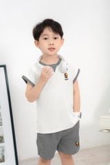Bộ Thun Sát Nách Bé Trai Viền Cổ In Hình Monkey