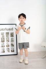 Bộ Thun Sát Nách Bé Trai Viền Cổ In Hình Monkey