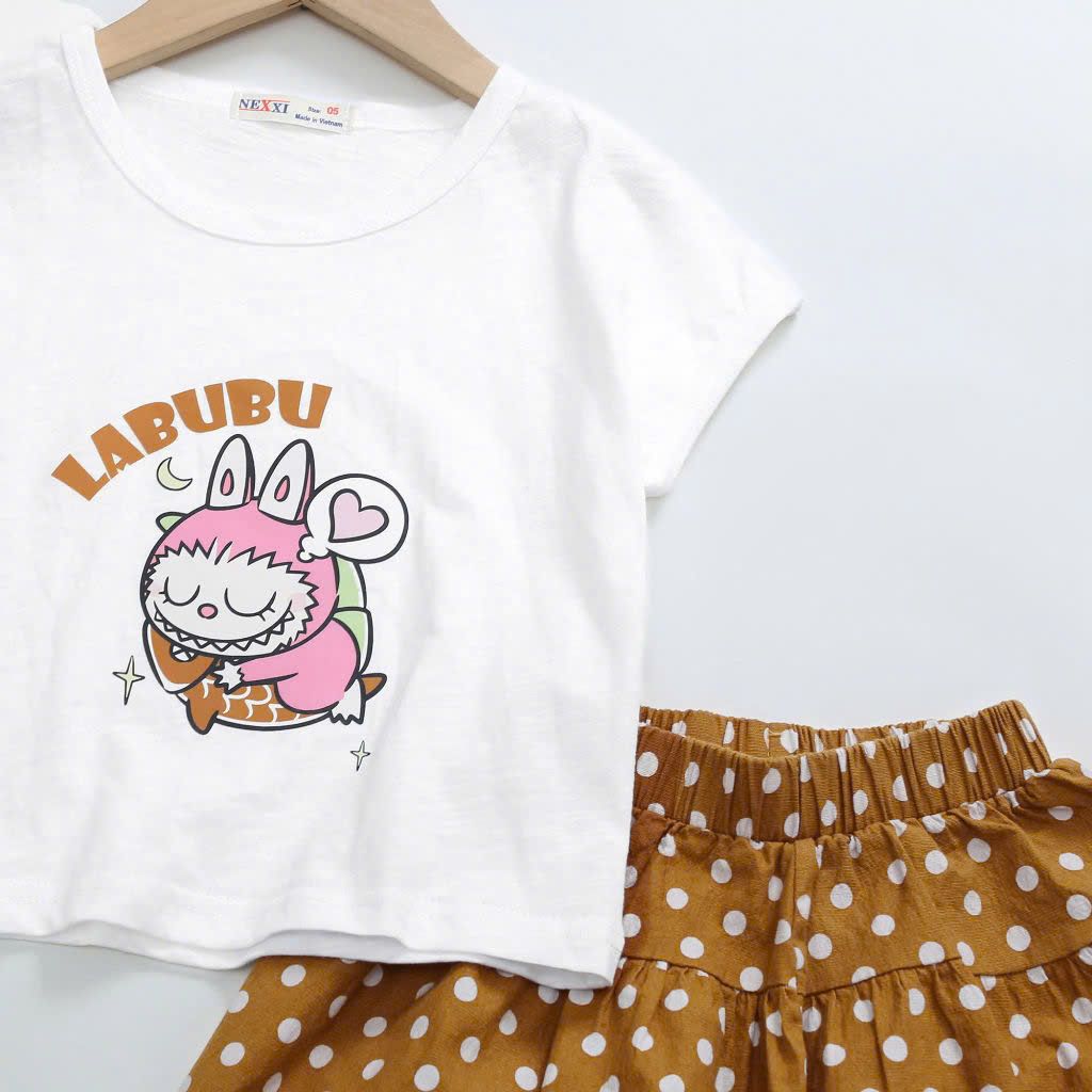 Set áo Labubu và quần kata chấm bi bé giá Nexxi
