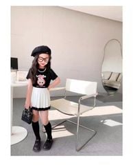 Set chân váy kaki xếp ly và áo thun in họa tiết labubu Nexxi Kids Fashion