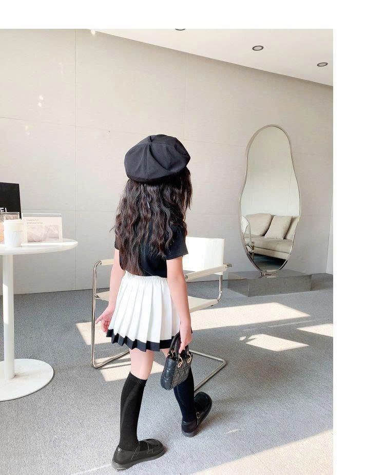 Set chân váy kaki xếp ly và áo thun in họa tiết labubu Nexxi Kids Fashion