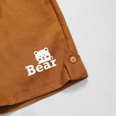 Set Sơ Mi Bé Trai Linen Sọc Kèm Quần Sọt Bear Cà Vạt Nexxi