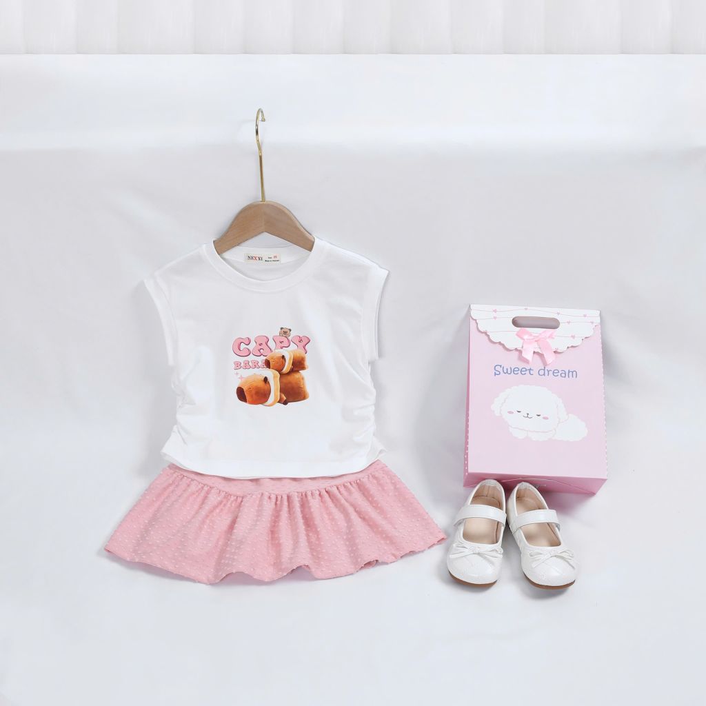 Set áo và chân váy Capypara Sandwich Nexxi Kids Fashion