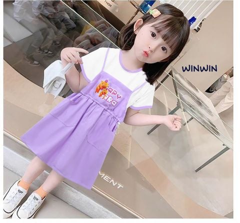 Đầm Yếm Kaki lụa in Capybara cho bé gái Nexxi Kids Fashion