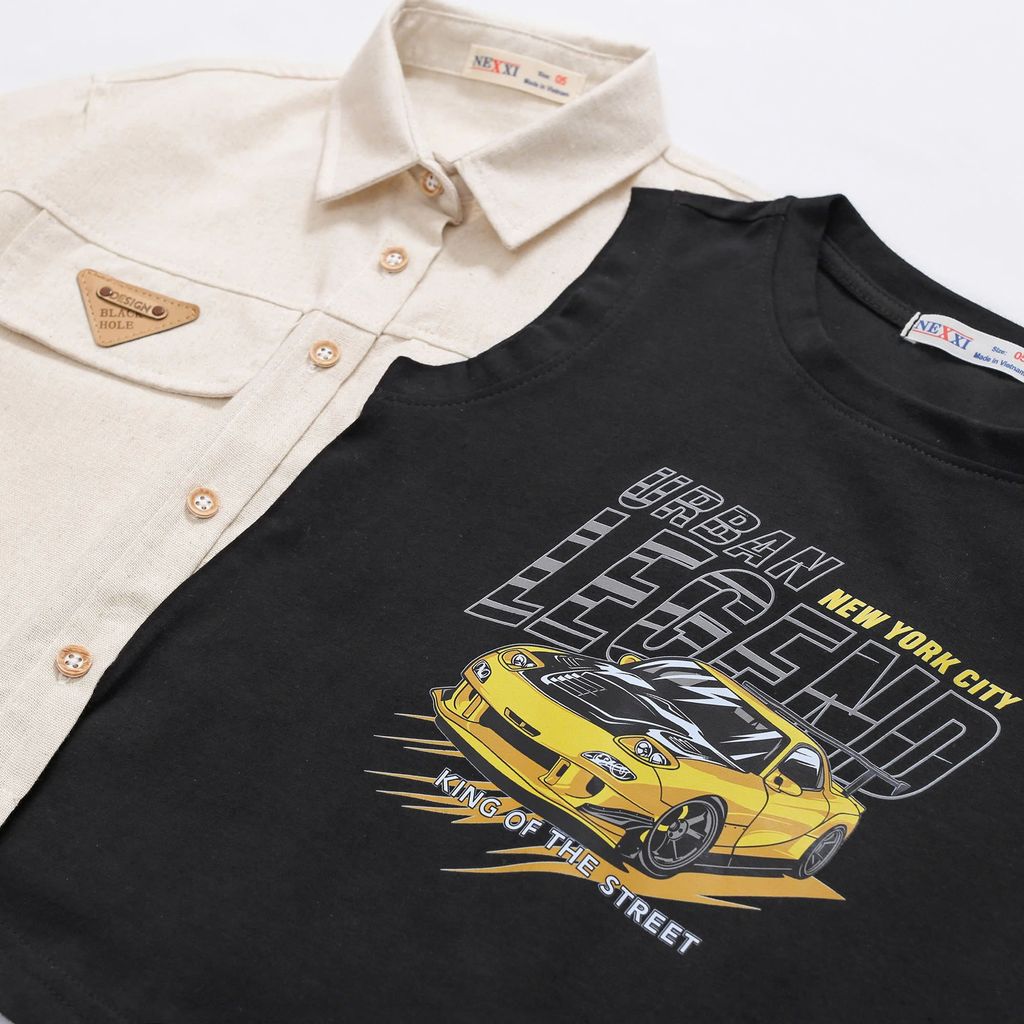 Set Bé Trai Linen 3 Món In Xe Oto Legend cho bé trai Nexxi