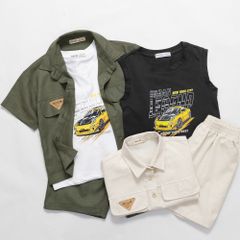 Set Bé Trai Linen 3 Món In Xe Oto Legend cho bé trai Nexxi