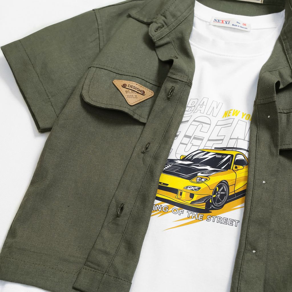 Set Bé Trai Linen 3 Món In Xe Oto Legend cho bé trai Nexxi