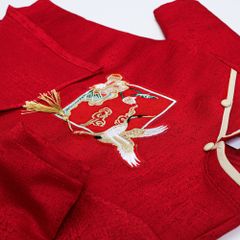 Áo Dài Gấm Bé Trai Truyền Thống Thêu Hạc Đính Tua Rua Tết Cho Bé Nexxi